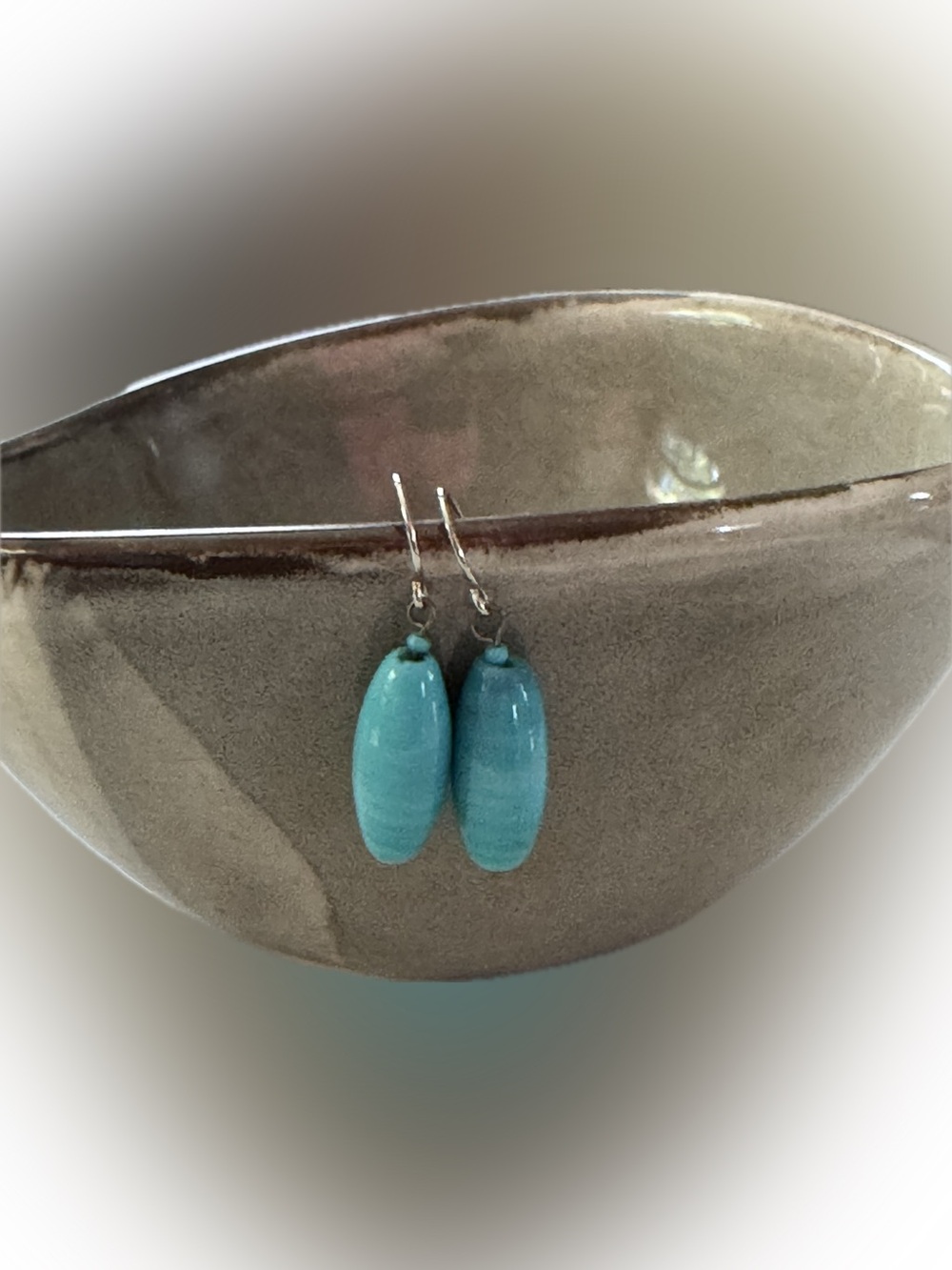 Handmade Turquoise Teardrop Dangle Earrings - Bright Turquoise